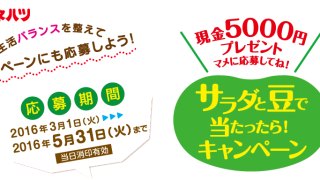 カネハツ食品 現金5,000円が当たる！サラダと豆で当たったら！キャンペーン2016